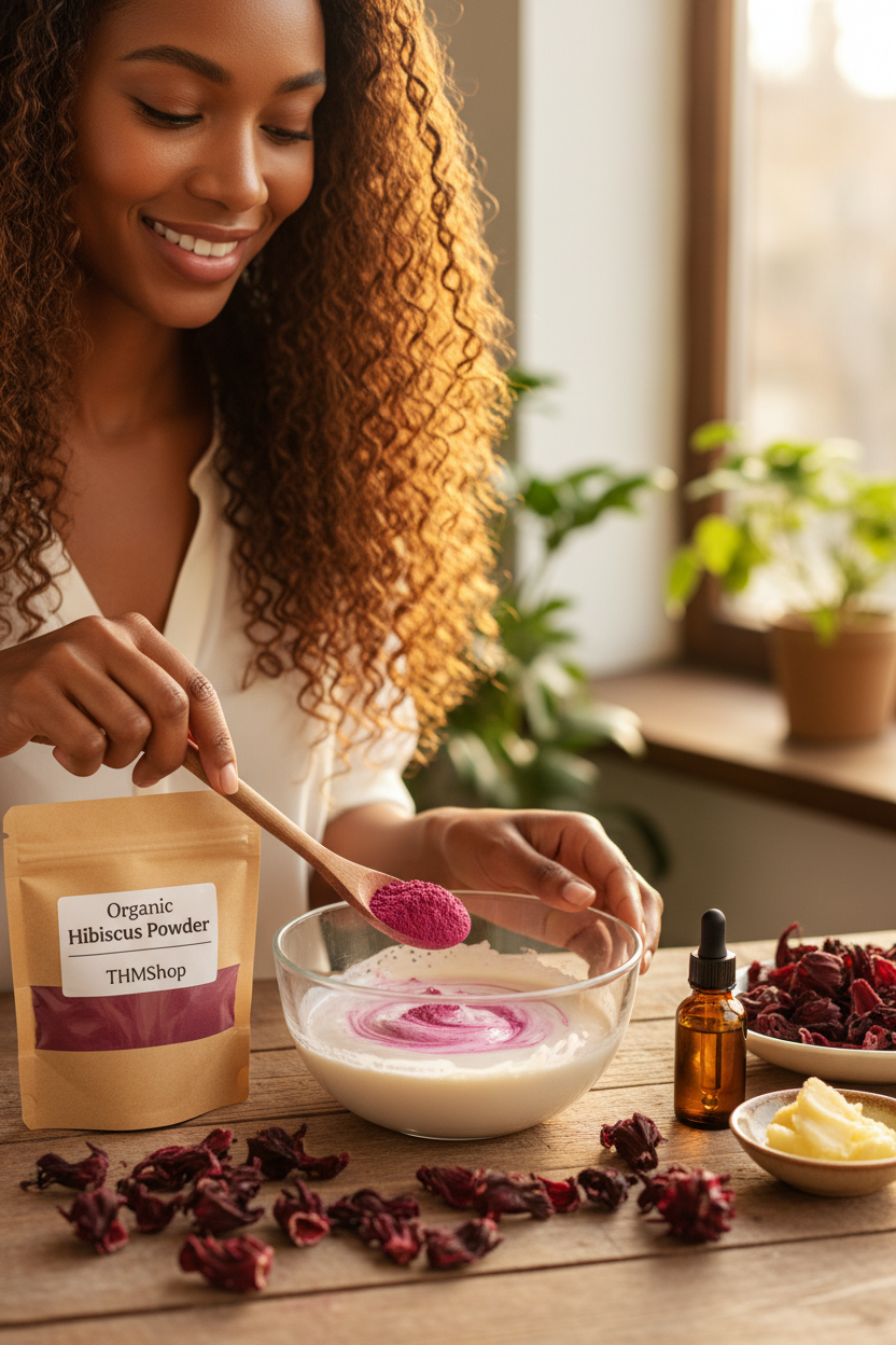 Organic Hibiscus Powder - Lifestyle DIY Mask Shot