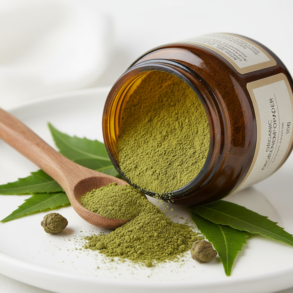 Organic Neem Powder - Close-Up Macro Shot