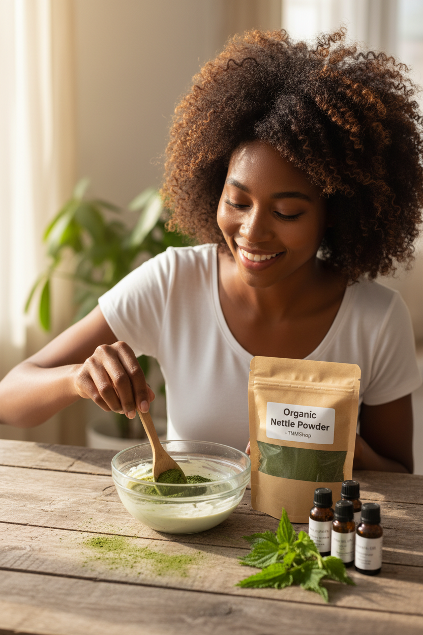 Organic Nettle Powder - Lifestyle DIY Mask Shot