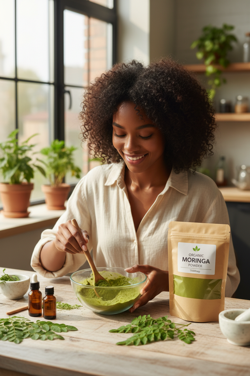 Organic Moringa Powder - Lifestyle DIY Mask Shot
