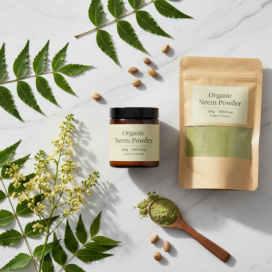 Organic Neem Powder - Marble Flat Lay