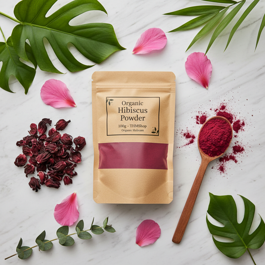 Organic Hibiscus Powder - Marble Flat Lay